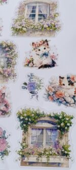 Стикери с прозорци и котки, розови - Image 2