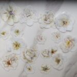 Стикери с лъскави цветя, бели